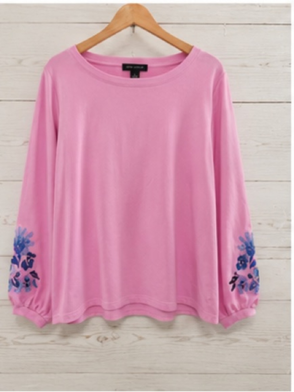 Ann Taylor Pink Floral Embroidered Balloon Sleeve Top Large - Picture 8 of 10